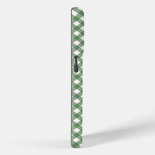 Diagonal Gingham Pattern in Green with Initials Case-Mate iPhone Case (Achterkant / Rechts)