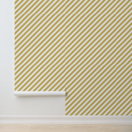 Diagonal golden yellow and white stripes pattern behang
