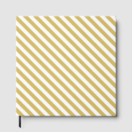 Diagonal golden yellow and white stripes pattern gastenboek