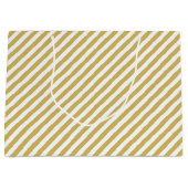 Diagonal golden yellow and white stripes pattern groot cadeauzakje (Voorkant)