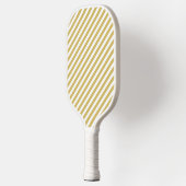 Diagonal golden yellow and white stripes pattern pickleball paddle (Links)