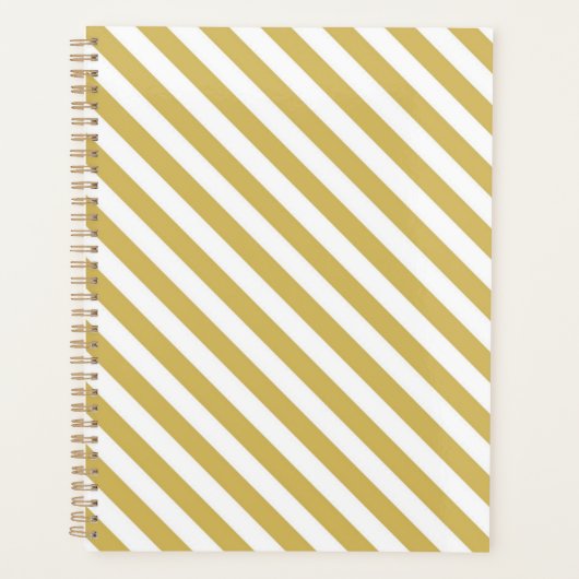Diagonal golden yellow and white stripes pattern planner (Voorkant)