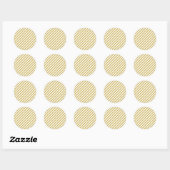 Diagonal golden yellow and white stripes pattern ronde sticker (Vel)