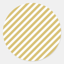 Diagonal golden yellow and white stripes pattern ronde sticker