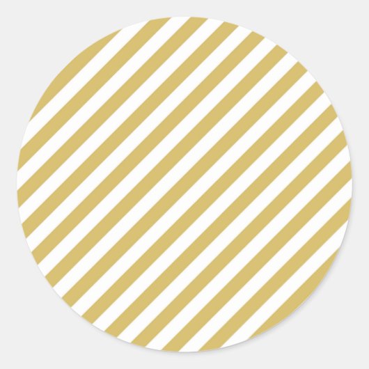 Diagonal golden yellow and white stripes pattern ronde sticker (Voorkant)