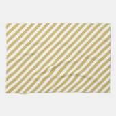 Diagonal golden yellow and white stripes pattern theedoek (Horizontaal)