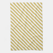 Diagonal golden yellow and white stripes pattern theedoek (Verticaal)
