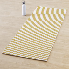 Diagonal golden yellow and white stripes pattern yogamat
