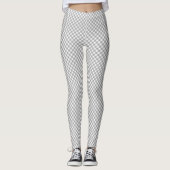 Diagonal Gray and White Gingham Pattern Leggings (Voorkant)