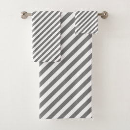 Diagonal gray and white stripes pattern bad handdoek