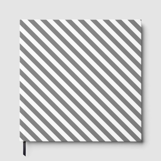 Diagonal gray and white stripes pattern gastenboek (Voorkant)
