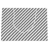 Diagonal gray and white stripes pattern groot cadeauzakje (Voorkant)