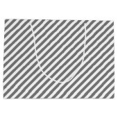 Diagonal gray and white stripes pattern groot cadeauzakje (Achterkant)
