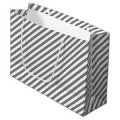 Diagonal gray and white stripes pattern groot cadeauzakje (Voorkant Gekanteld)