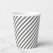 Diagonal gray and white stripes pattern papieren bekers (Achterkant)