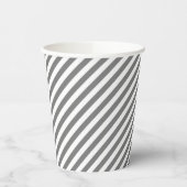 Diagonal gray and white stripes pattern papieren bekers (Links)