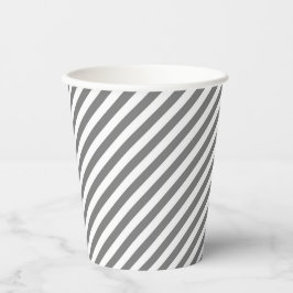 Diagonal gray and white stripes pattern papieren bekers