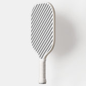 Diagonal gray and white stripes pattern pickleball paddle (Links)