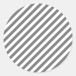 Diagonal gray and white stripes pattern ronde sticker