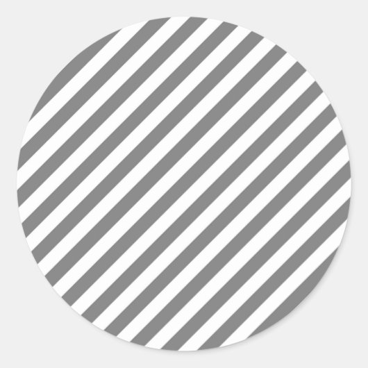 Diagonal gray and white stripes pattern ronde sticker (Voorkant)