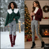 Diagonal Grayscale Monochrome Tartan Plaid Leggings