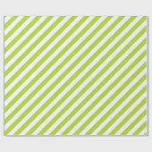 Diagonal lime green and white stripes pattern cadeaupapier (Vlak)