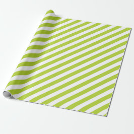 Diagonal lime green and white stripes pattern cadeaupapier