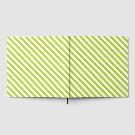 Diagonal lime green and white stripes pattern gastenboek (Volledig)