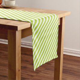 Diagonal lime green and white stripes pattern korte tafelloper
