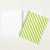 Diagonal lime green and white stripes pattern planner (Display)