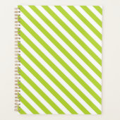 Diagonal lime green and white stripes pattern planner (Voorkant)