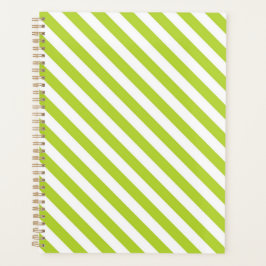 Diagonal lime green and white stripes pattern planner