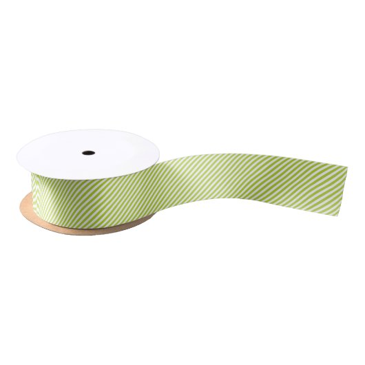 Diagonal lime green and white stripes pattern satijnen lint (Spoel)