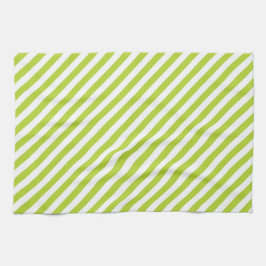 Diagonal lime green and white stripes pattern theedoek