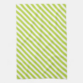 Diagonal lime green and white stripes pattern theedoek (Verticaal)