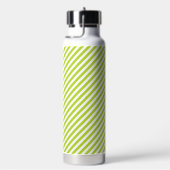 Diagonal lime green and white stripes pattern waterfles (Rechts)