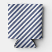 Diagonal navy blue and white stripes pattern blikjeskoeler (Voorkant)