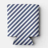 Diagonal navy blue and white stripes pattern blikjeskoeler (Achterkant)