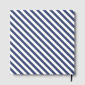 Diagonal navy blue and white stripes pattern gastenboek (Achterkant)
