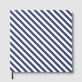 Diagonal navy blue and white stripes pattern gastenboek (Voorkant)
