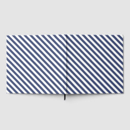 Diagonal navy blue and white stripes pattern gastenboek