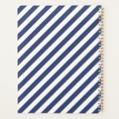 Diagonal navy blue and white stripes pattern planner (Achterkant)