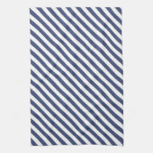 Diagonal navy blue and white stripes pattern theedoek (Verticaal)