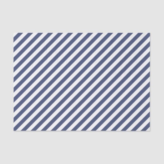 Diagonal navy blue and white stripes pattern tissuepapier (Voorkant)