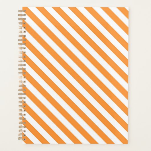 Diagonal orange and white stripes pattern planner (Voorkant)