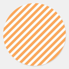 Diagonal orange and white stripes pattern ronde sticker