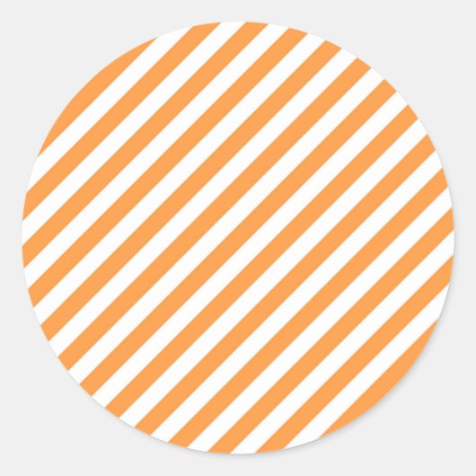 Diagonal orange and white stripes pattern ronde sticker (Voorkant)