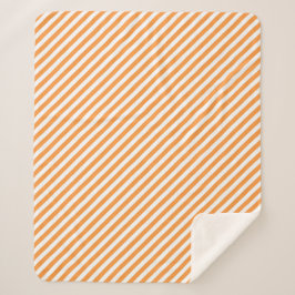 Diagonal orange and white stripes pattern sherpa deken