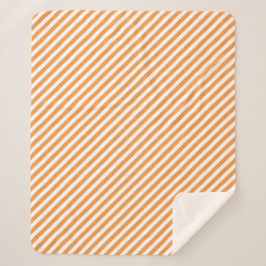 Diagonal orange and white stripes pattern sherpa deken (Voorkant)