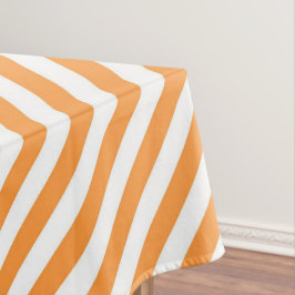 Diagonal orange and white stripes pattern tafelkleed